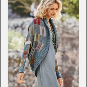 Peruvian Connection Kaffe Fasset Imani Pima Cotton Cocoon Patchwork Cardigan S